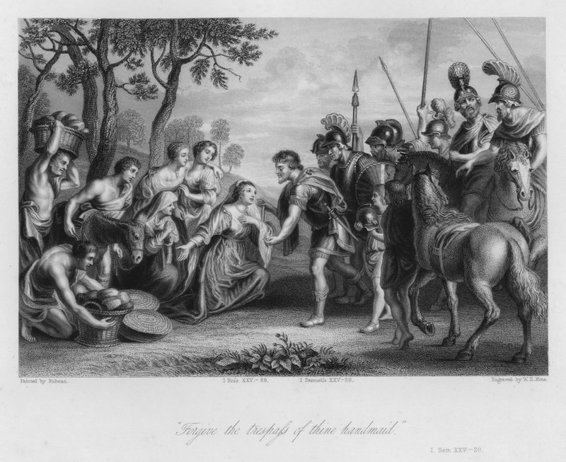 Dávid és Abigail találkozása, I. Sámuel XXV, 28 (metszet) alkotó: Peter Paul (after) Rubens