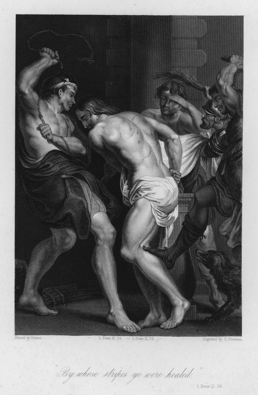 Krisztus korbácsolása, I. Péter II, 24 (metszet) alkotó: Peter Paul (after) Rubens
