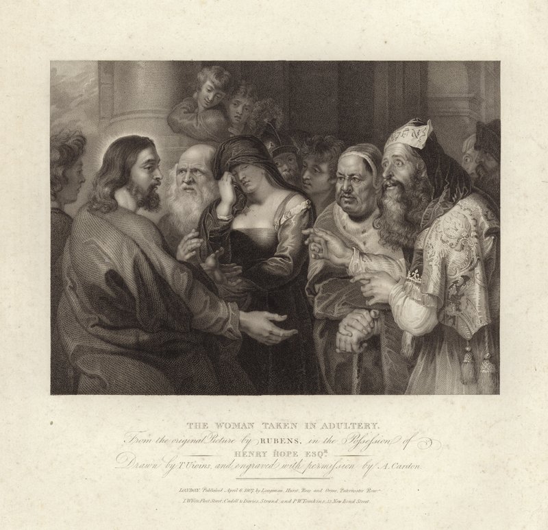A házasságtörésen elfogott nő alkotó: Peter Paul Rubens