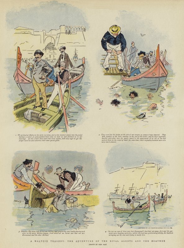 Egy máltai tragédia, a rivális ügynökök és a hajósok kalandja (chromolitho) alkotó: Phil May