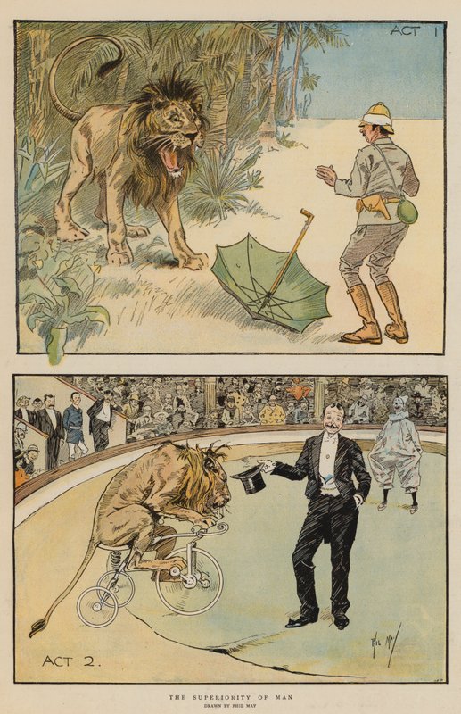 Az ember felsőbbrendűsége (chromolitho) alkotó: Phil May
