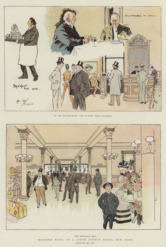Western Ways, egy Fifth Avenue Hotelben, New York (chromolitho) alkotó: Phil May