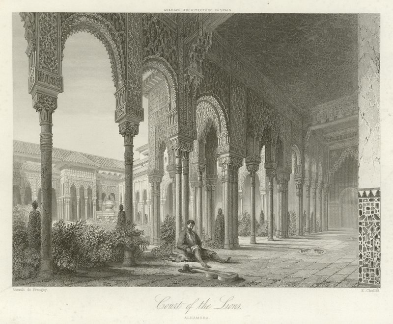 Oroszlánok udvara, Alhambra, Granada, Spanyolország alkotó: Philibert Joseph Girault de Prangey
