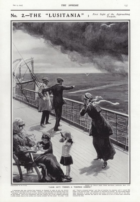 A Lusitania elsüllyedése, I. világháború, 1915. május 7 alkotó: Philip Dadd