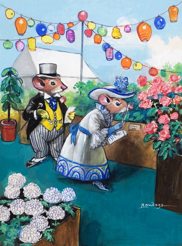 A városi egér és a vidéki egér (gouache, papír) alkotó: Philip Mendoza