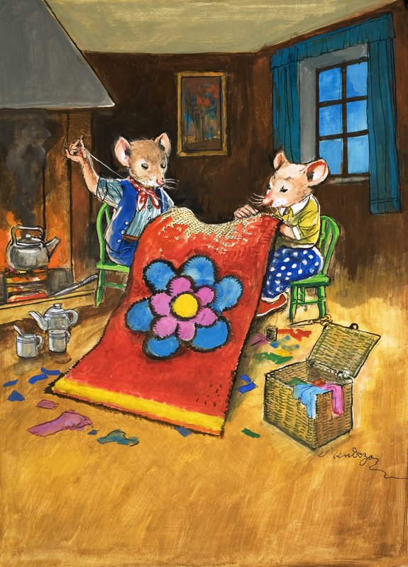 Városi egér és vidéki egér (gouache, papír) alkotó: Philip Mendoza
