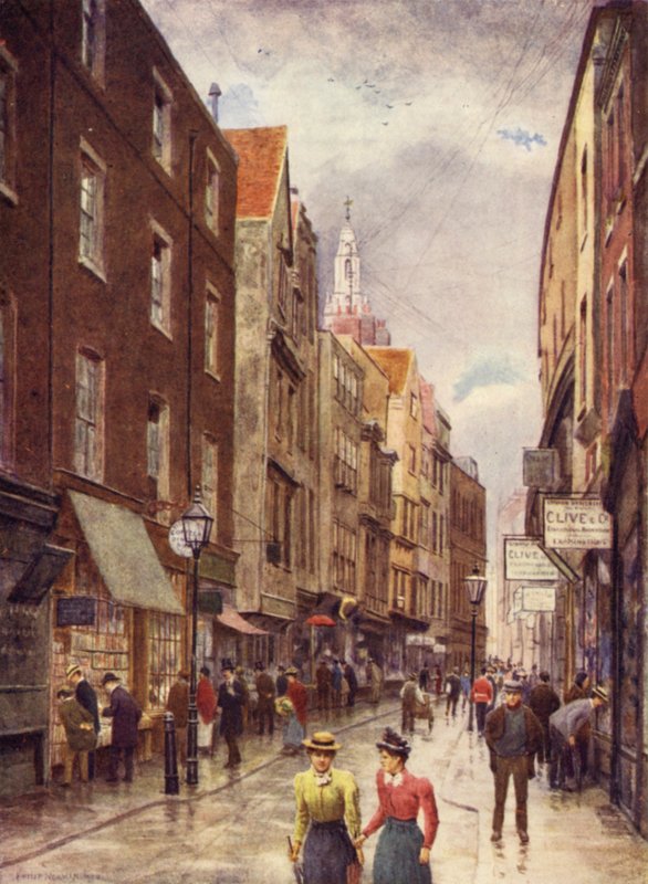 Holywell Street, Strand, nyugat felé néz, 1900 alkotó: Philip Norman
