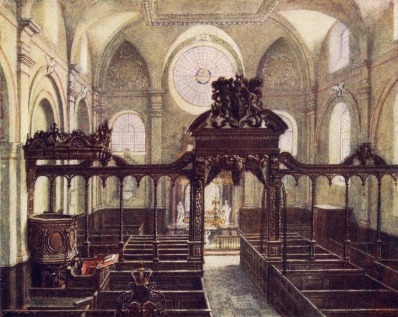 A Mindenszentek templomának belseje, Upper Thames Street, 1894 alkotó: Philip Norman