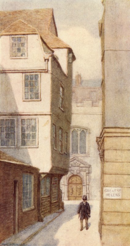 No 10 Great St Helens és a St Helens-templom bejárata, 1893 alkotó: Philip Norman