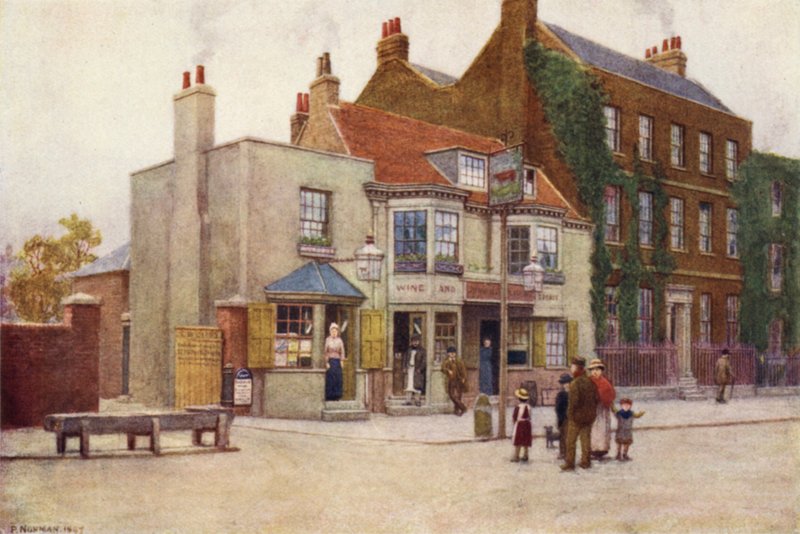 Red Cow Public-House és Fairlawn, Hammersmith Road, 1897 alkotó: Philip Norman