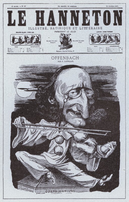 Caricature of the German-born French composer Jacques Offenbach (litho) alkotó: Philippe-Auguste Cattelain