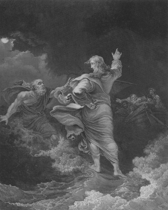 Krisztus a tengeren jár, Szent Máté 14, 22-34 vers (metszet) alkotó: Philippe de (after) Loutherbourg