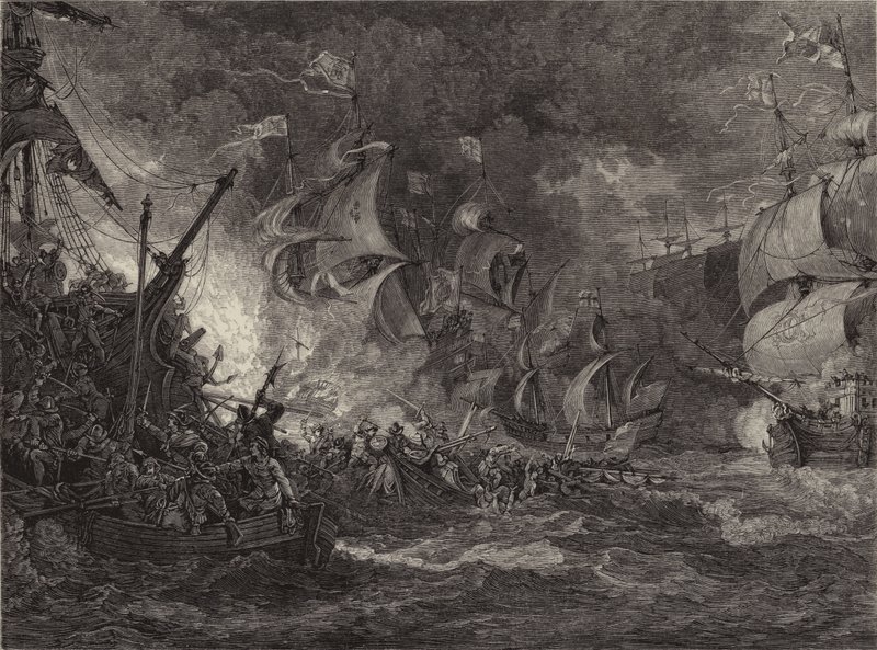 A spanyol Armada veresége (metszet) alkotó: Philippe de (after) Loutherbourg