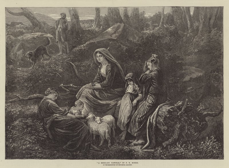 A Highland Pastoral, a Királyi Akadémia kiállításán alkotó: Phillip Richard Morris