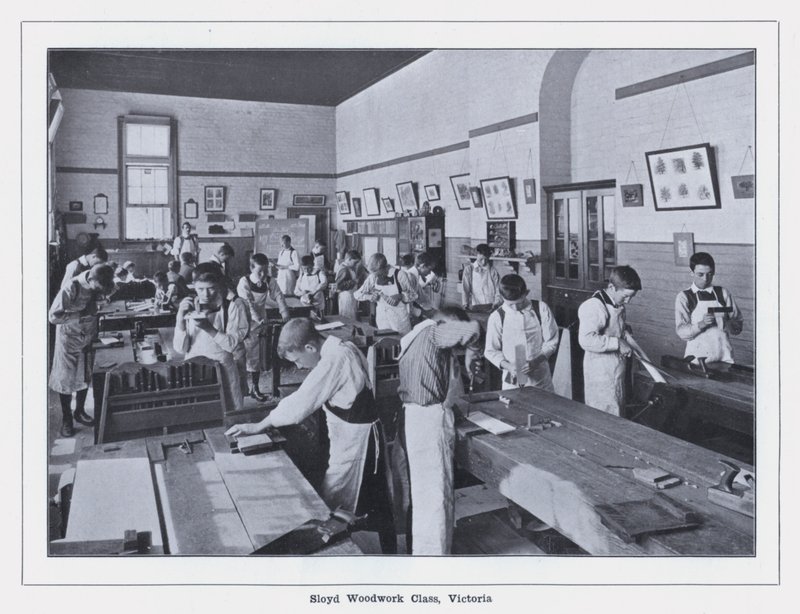 Sloyd Woodwork Class, Victoria (f/w fotó) alkotó: Photographer Australian