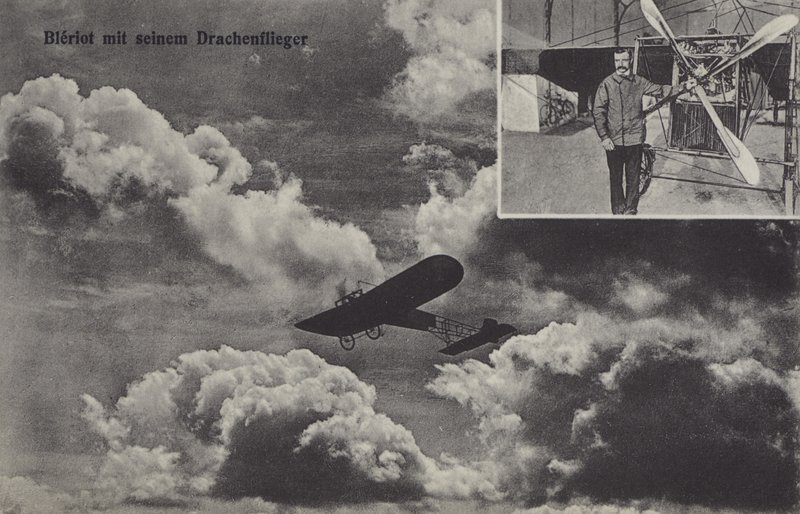 Louis Bleriot francia pilóta és monoplánja (f/w fotó) alkotó: Photographer German