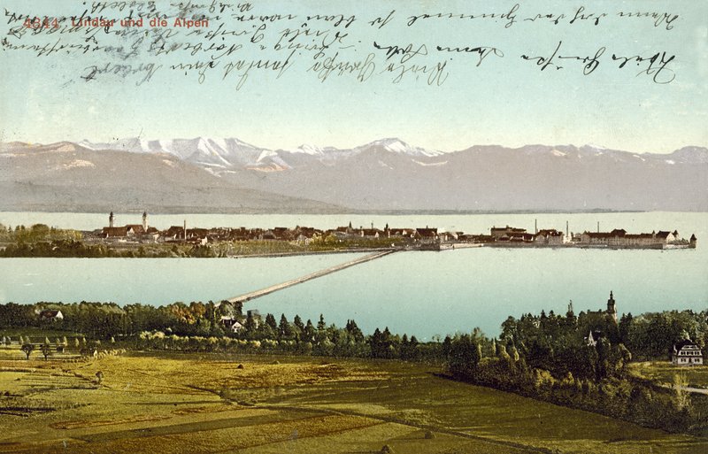 Lindau és az Alpok (színes fotó) alkotó: Photographer German