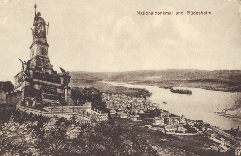 Nationaldenkmal, Németország egyesülésének emlékműve, Rudesheim am Rhein, Hesse (f/w fotó) alkotó: Photographer German