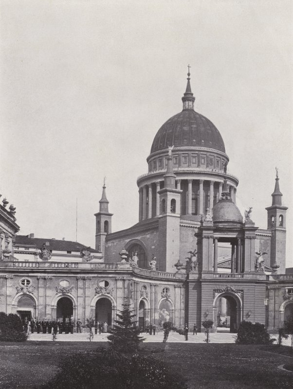 Potsdam, Stadtschloss, Fortunaportal és St Nikolaikirche (f/w fotó) alkotó: Photographer German