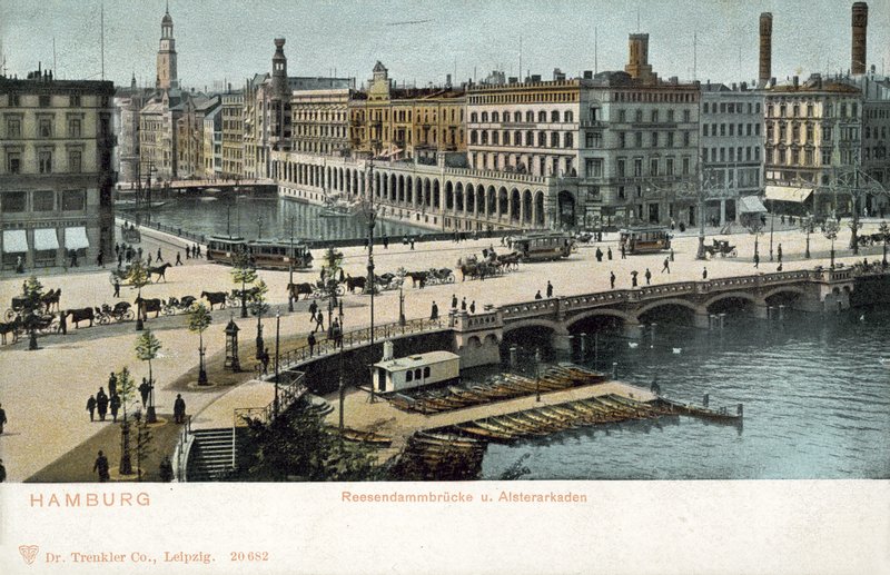 Reesendamm híd, Alster folyó, Hamburg (színes fotó) alkotó: Photographer German