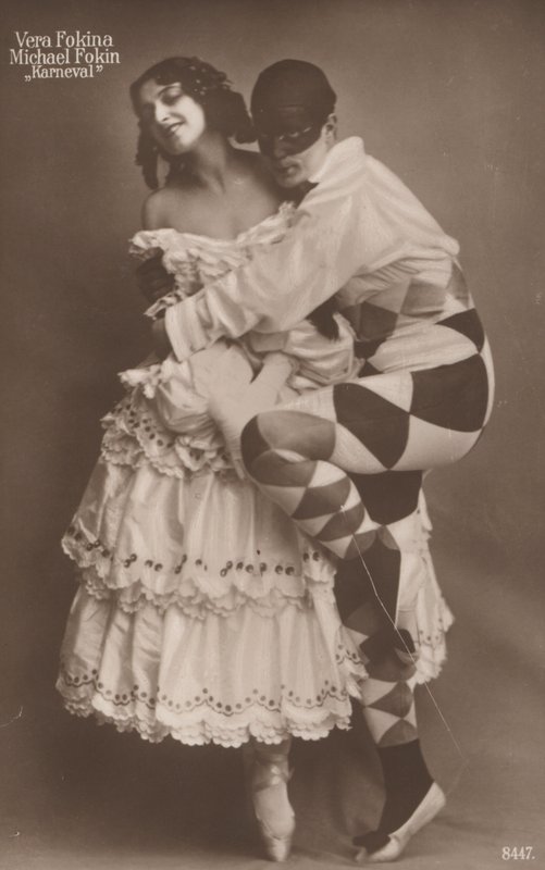 Vera Fokina és Michel Fokine orosz balett-táncosok a Carnavalban, 1910 (f/w fotó) alkotó: Photographer German