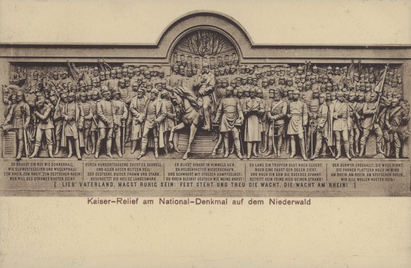 Kaiser, dombormű a Nationaldenkmalon, Németország egyesülésének emlékműve, Rudesheim am Rhein, Hesse (f/w fotó) alkotó: Photographer German