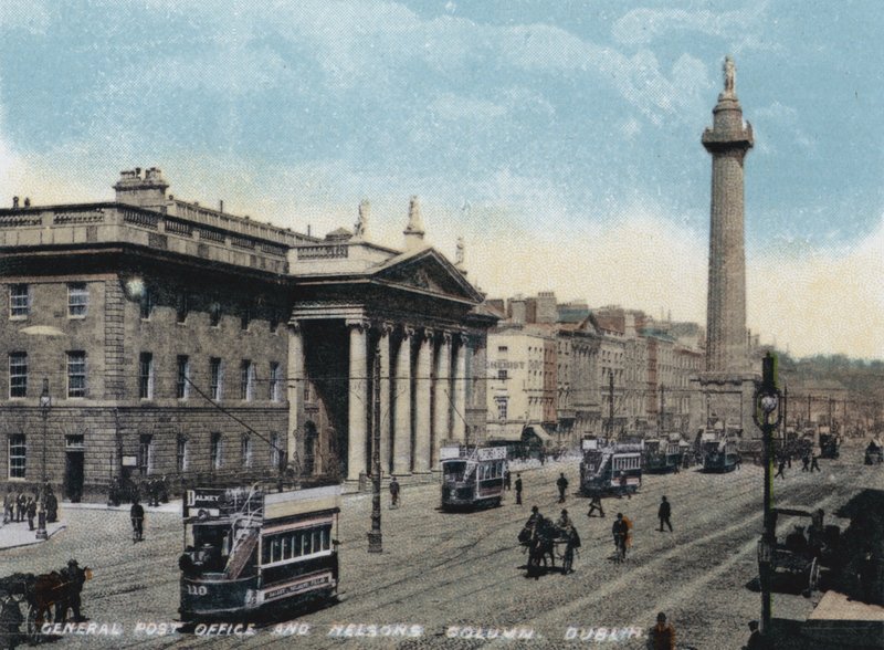 General Post Office és Nelsons Column, Dublin (színes fotó) alkotó: Photographer Irish