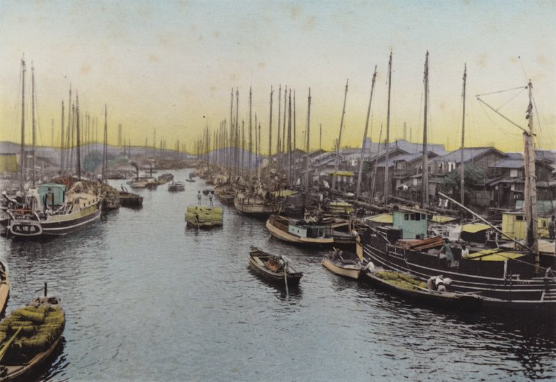 Japán, c. 1912: Ajikawa, Rier, Osaka (p hot) alkotó: Photographer Japanese