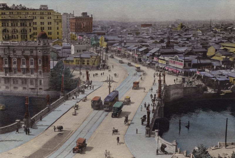 Japán, 1912 körül: Nihonbashi utca, Tokió (fotó) alkotó: Photographer Japanese