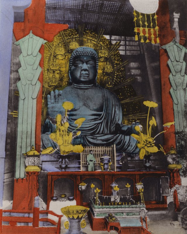 Japán, 1912 körül: A legnagyobb daibutsu Japánban 749-ből származik, magassága 53 ½ láb, az arca pedig 16 láb hosszú Narában (fotó) alkotó: Photographer Japanese