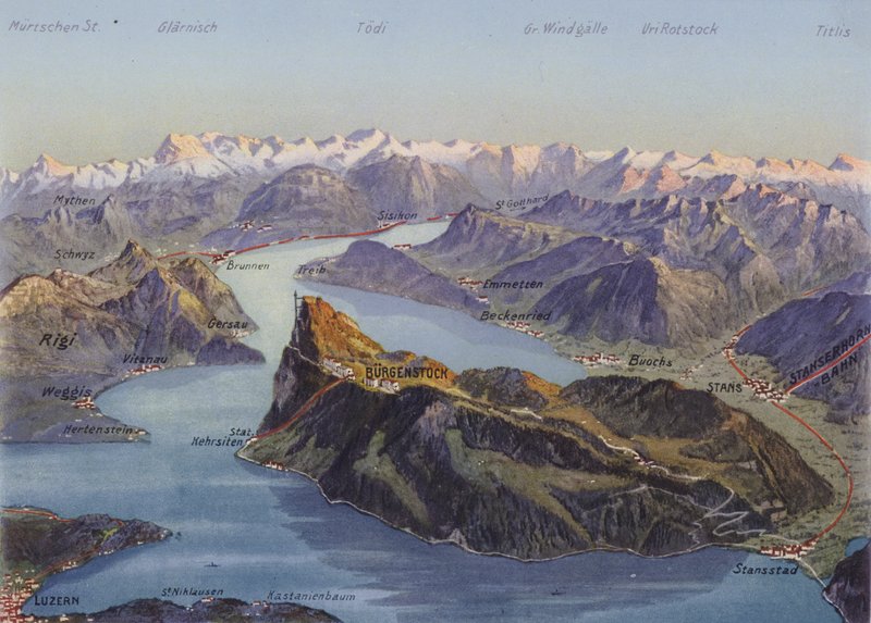 Burgenstock és a Luzerni-tó (színes fénykép) alkotó: Photographer Swiss