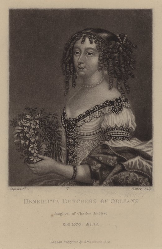 Henrietta, Orléans-i hercegnő, I. Károly király lánya (mezzotint) alkotó: Pierre (after) Mignard