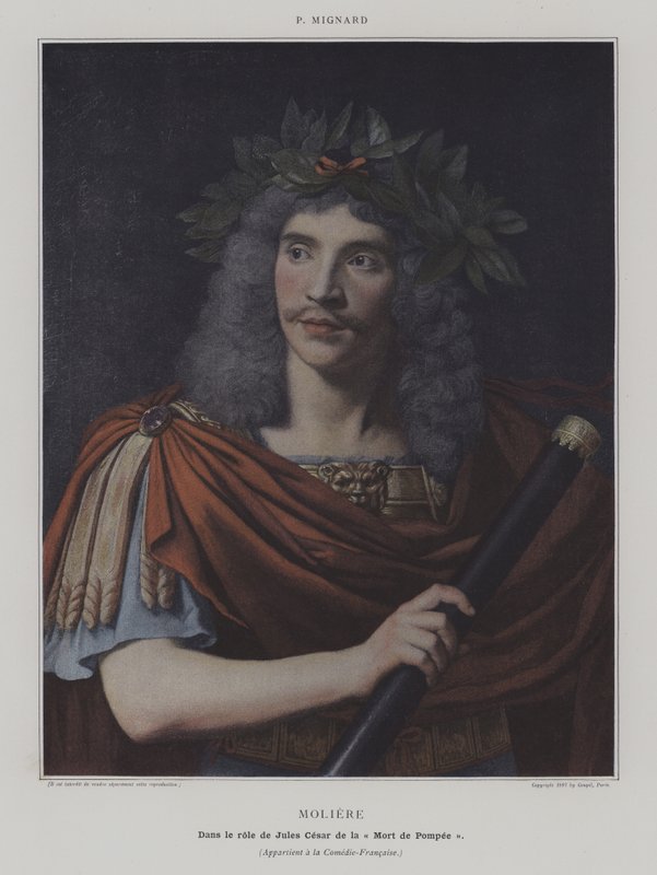 Moliere dans le role of Jules Cesar de la "Mort de Pompee" (Moliere Julius Caesar szerepében a Pompeius halálában) (színes fotó) alkotó: Pierre (after) Mignard