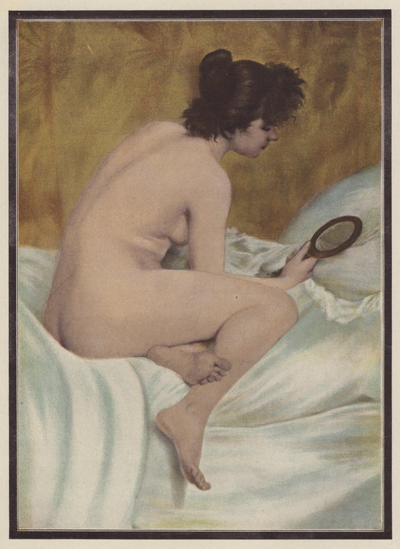 Az ébredő nő tükörrel (színes litó) alkotó: Pierre Carrier Belleuse