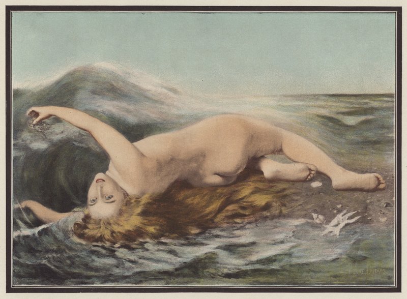 Undine játszik a hullámokkal (színes litó) alkotó: Pierre Dupuis