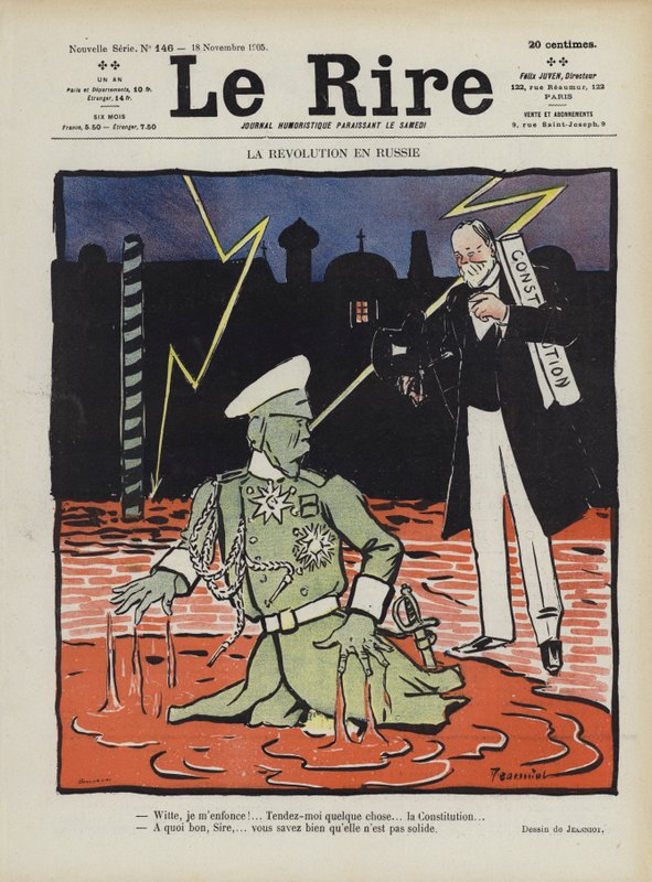 Forradalom Oroszországban. Illusztráció Le Rire alkotó: Pierre Georges Jeanniot