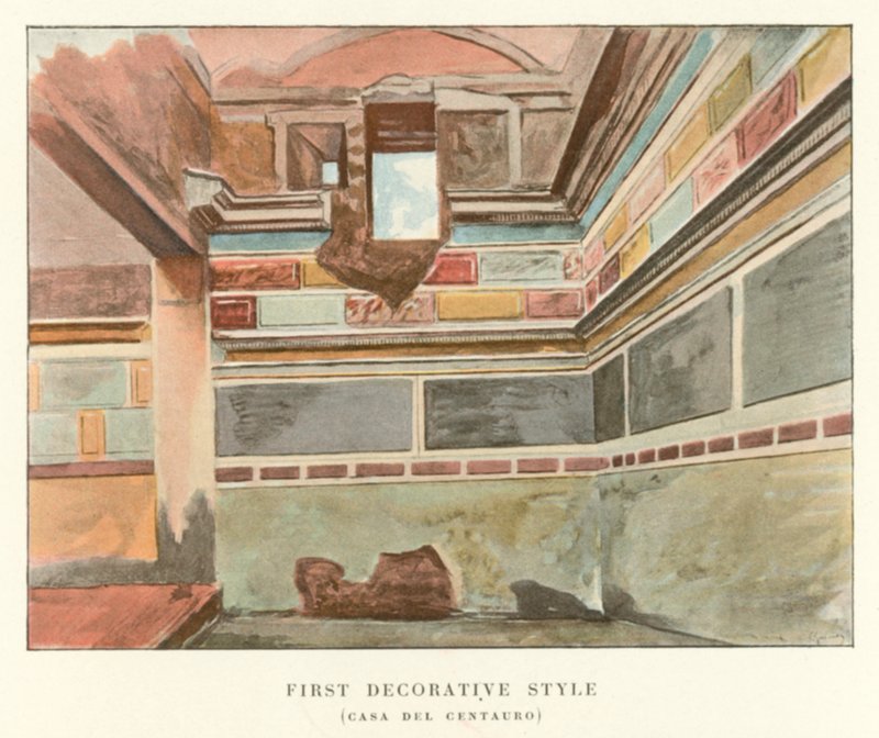 Első dekoratív stílus, Casa Del Centuaro (színes litó) alkotó: Pierre Gusman