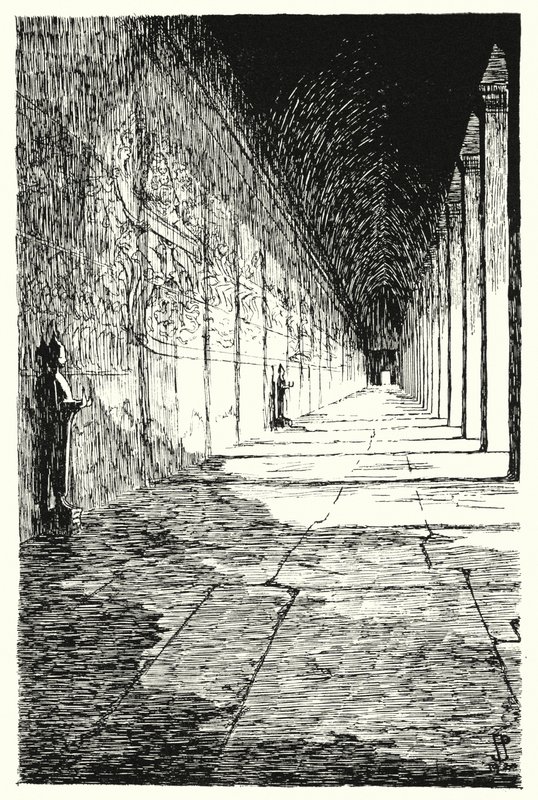 Az első emelet galériája, Angkor Vat (metszet) alkotó: Pierre Jeannerat de Beerski