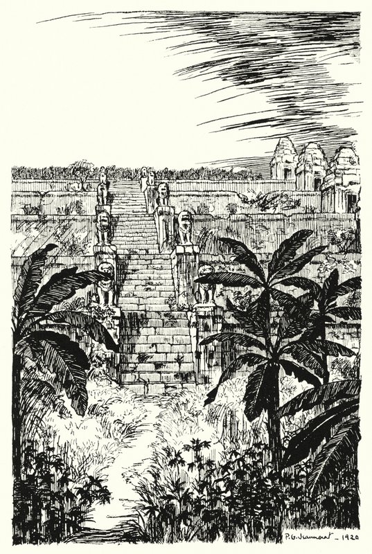 Fő lépcsőház, Phnom Bakeng (metszet) alkotó: Pierre Jeannerat de Beerski