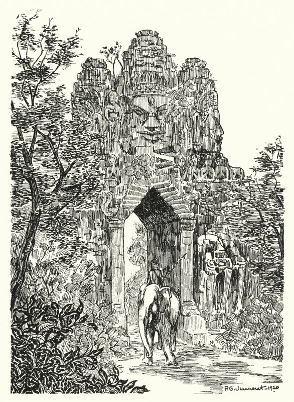 Angkor-Thom északi kapuja (metszet) alkotó: Pierre Jeannerat de Beerski