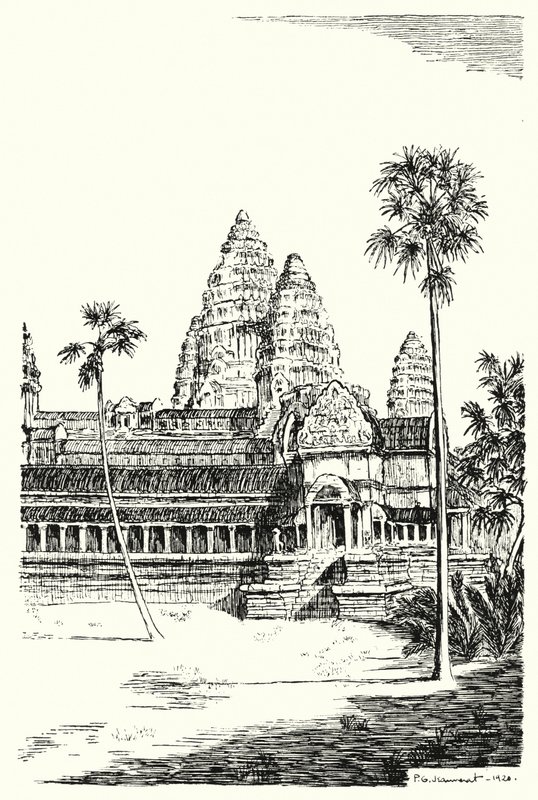 Az Angkor Vat tornyai (metszet) alkotó: Pierre Jeannerat de Beerski