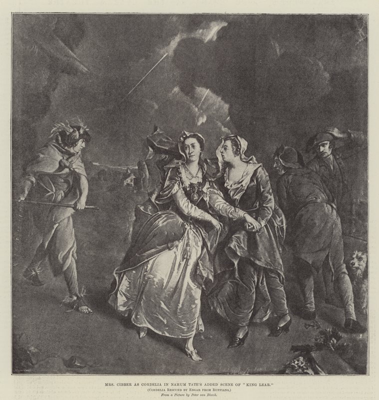 Mrs. Cibber Cordelia szerepében Nahum Tate Lear király hozzáadott jelenetében alkotó: Pieter van Bleeck