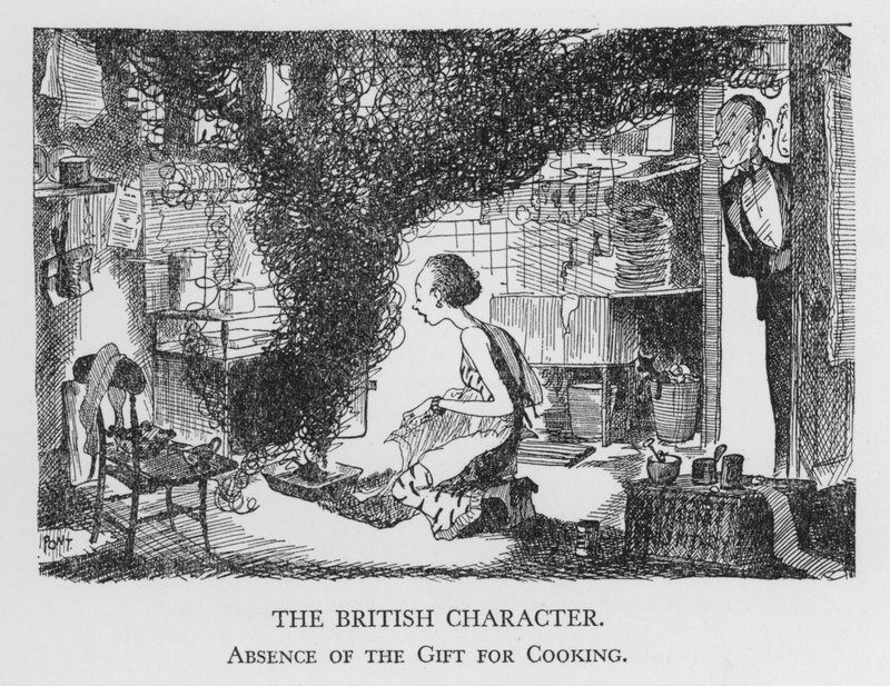 A brit karakter, a főzéshez szükséges ajándék hiánya (litho) alkotó: Pont