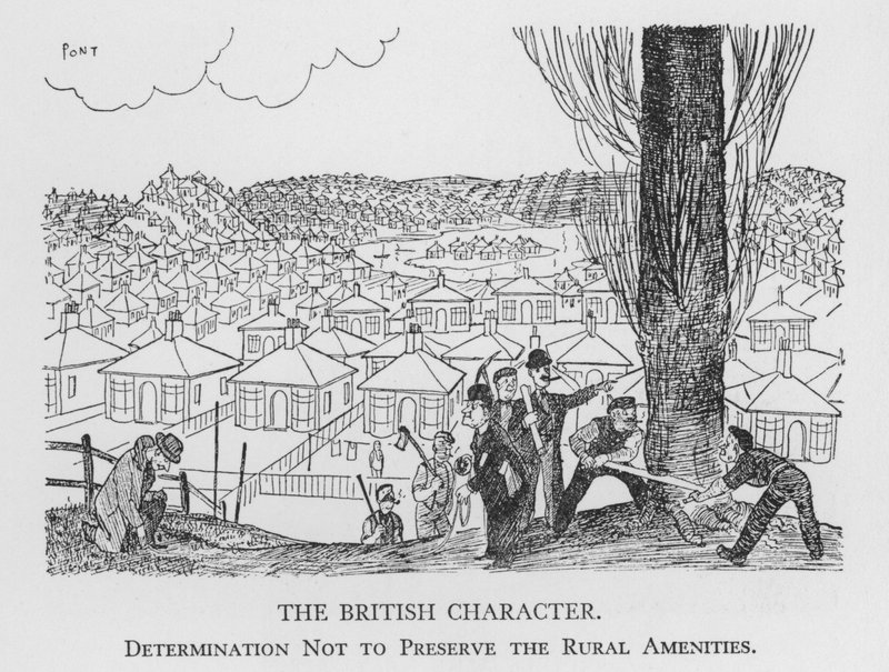 A brit karakter, az elhatározás, hogy nem őrizzük meg a vidéki kényelmi lehetőségeket (litho) alkotó: Pont