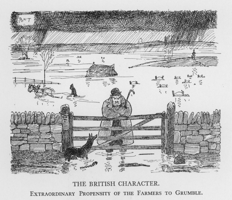 A brit karakter, a gazdák rendkívüli hajlandósága a morgolódásra (litho) alkotó: Pont
