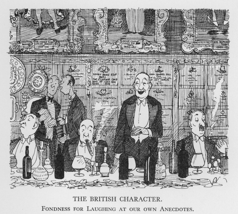 A brit karakter, szeretet a saját anekdotáinkon való nevetéshez (litho) alkotó: Pont