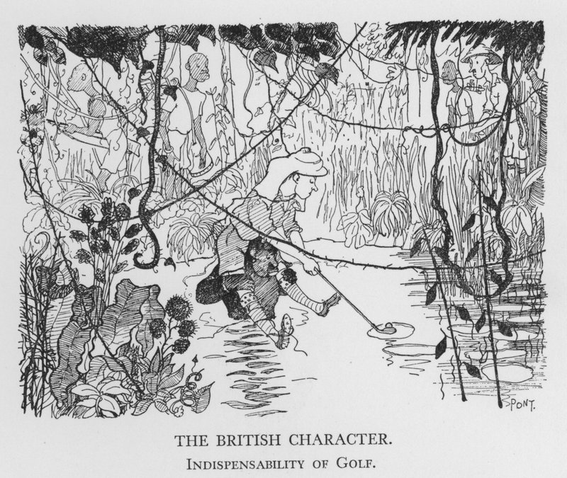 A brit karakter, a golf nélkülözhetetlensége (litho) alkotó: Pont