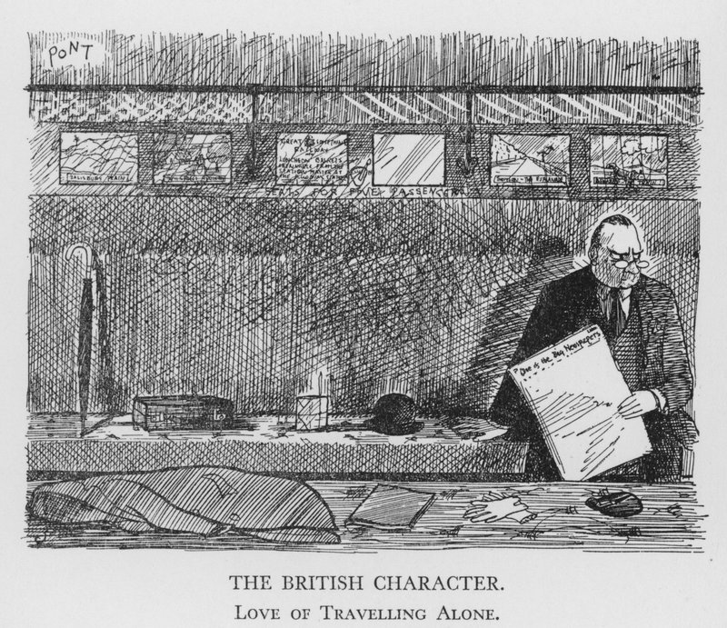 A brit karakter, az egyedül utazás szeretete (litho) alkotó: Pont