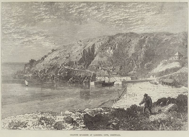 Gránitbányák a Lamorna Cove-ban, Cornwallban alkotó: R. Dudley