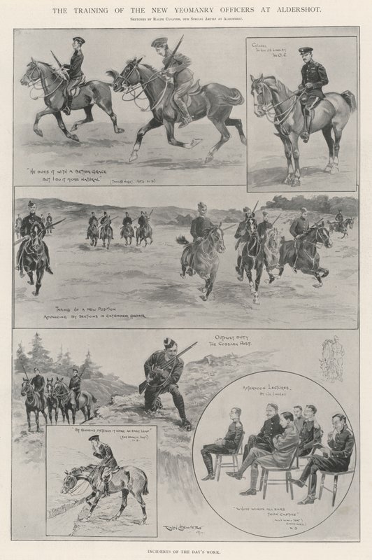 A New Yeomanry tisztek kiképzése Aldershotban alkotó: Ralph Cleaver